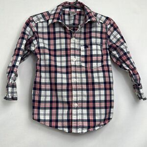 Carter’s pink/blue/white plaid button up cotton shirt size 2T EUC